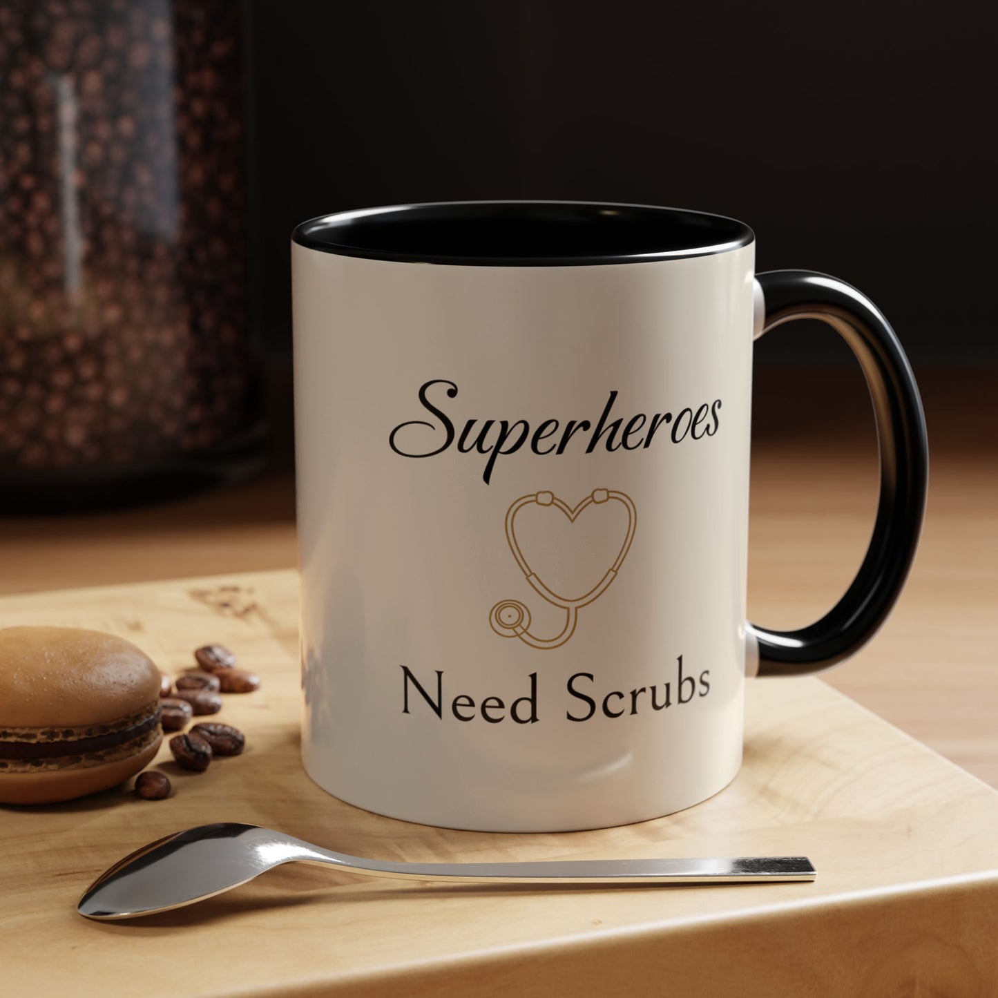 Superheroes Need Scrubs Coffee Mug — Nurse & Healthcare Worker Gift (11/15oz Accent Mug)