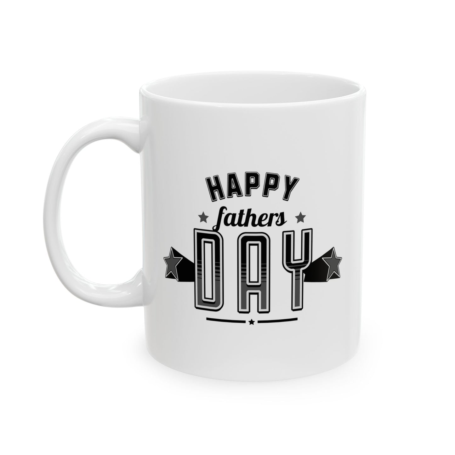 Father's Day Retro Ceramic Mug — "Happy Father's Day" Star Accent (11oz)