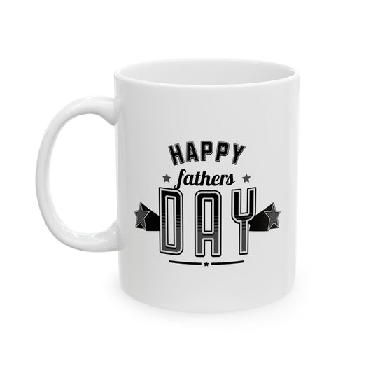 Father's Day Retro Ceramic Mug — "Happy Father's Day" Star Accent (11oz)