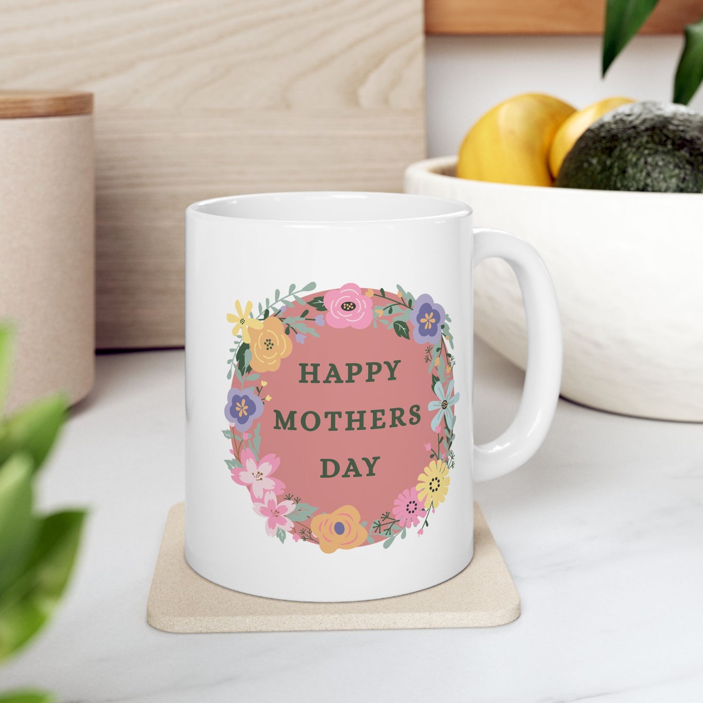 Mother’s Day Floral Mug — "She Deserves Something as Beautiful as Everything She Does" (11oz)