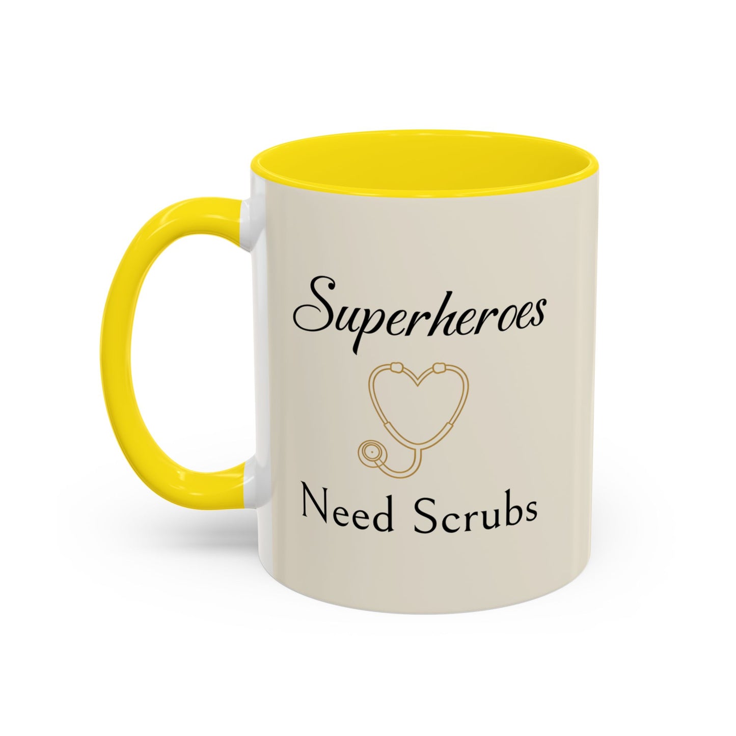 Superheroes Need Scrubs Coffee Mug — Nurse & Healthcare Worker Gift (11/15oz Accent Mug)
