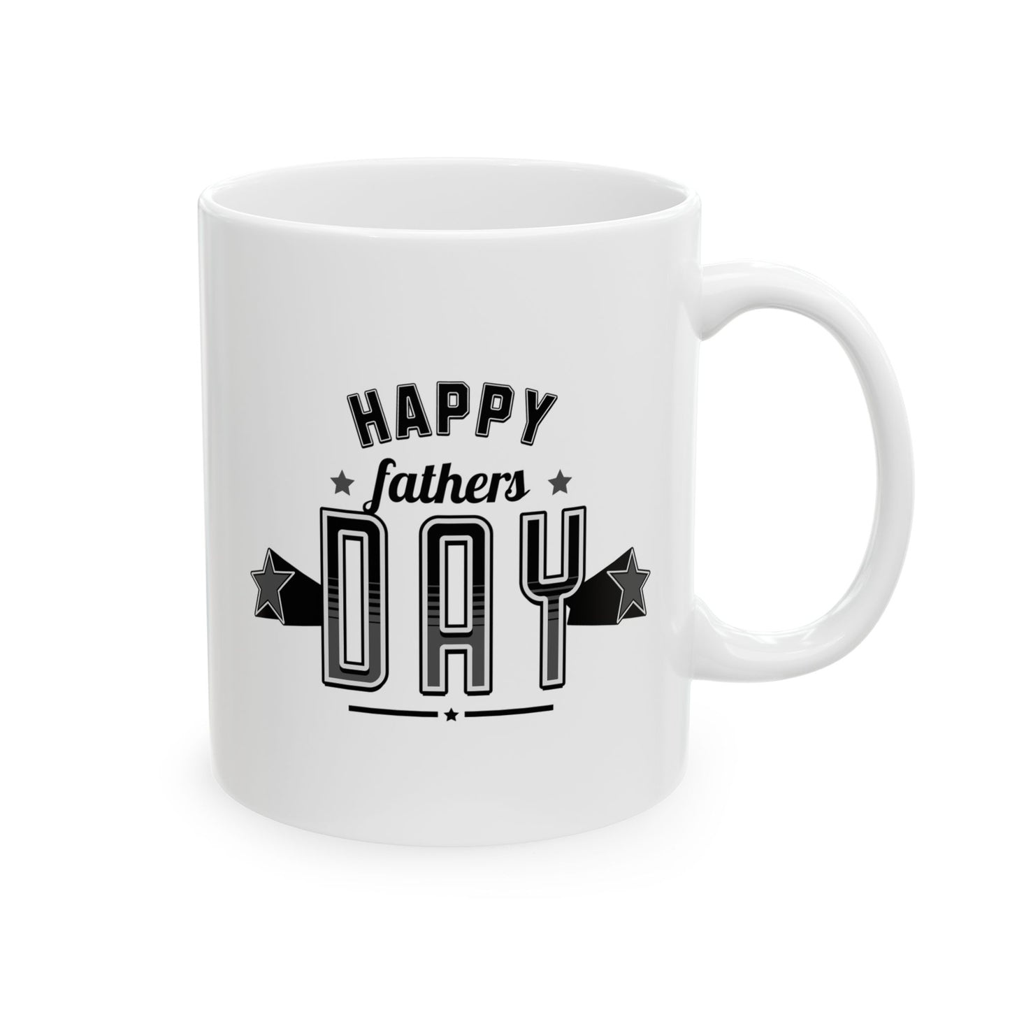 Father's Day Retro Ceramic Mug — "Happy Father's Day" Star Accent (11oz)