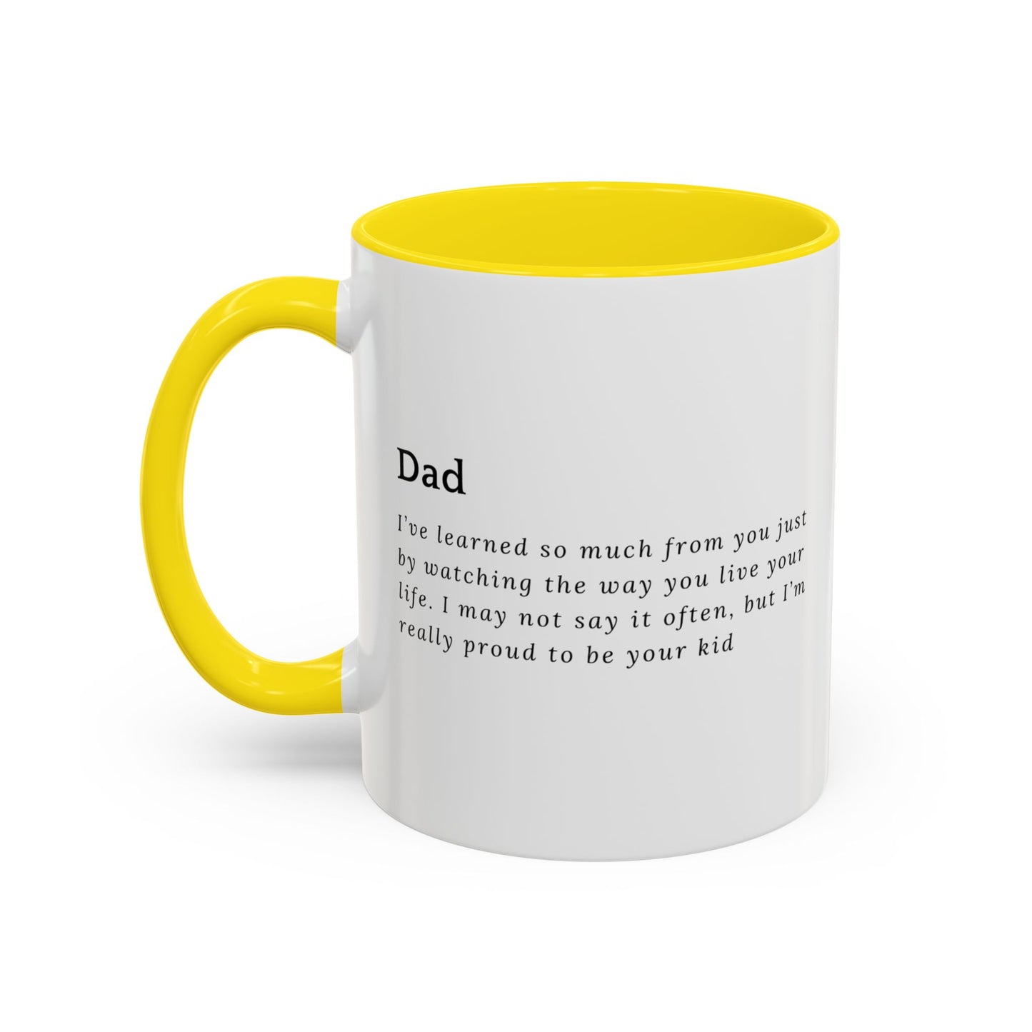 Dad Mug – Heartfelt Message from Kid to Father, Minimalist Typography Gift, 11oz Accent Ceramic Coffee Mug for Father's Day