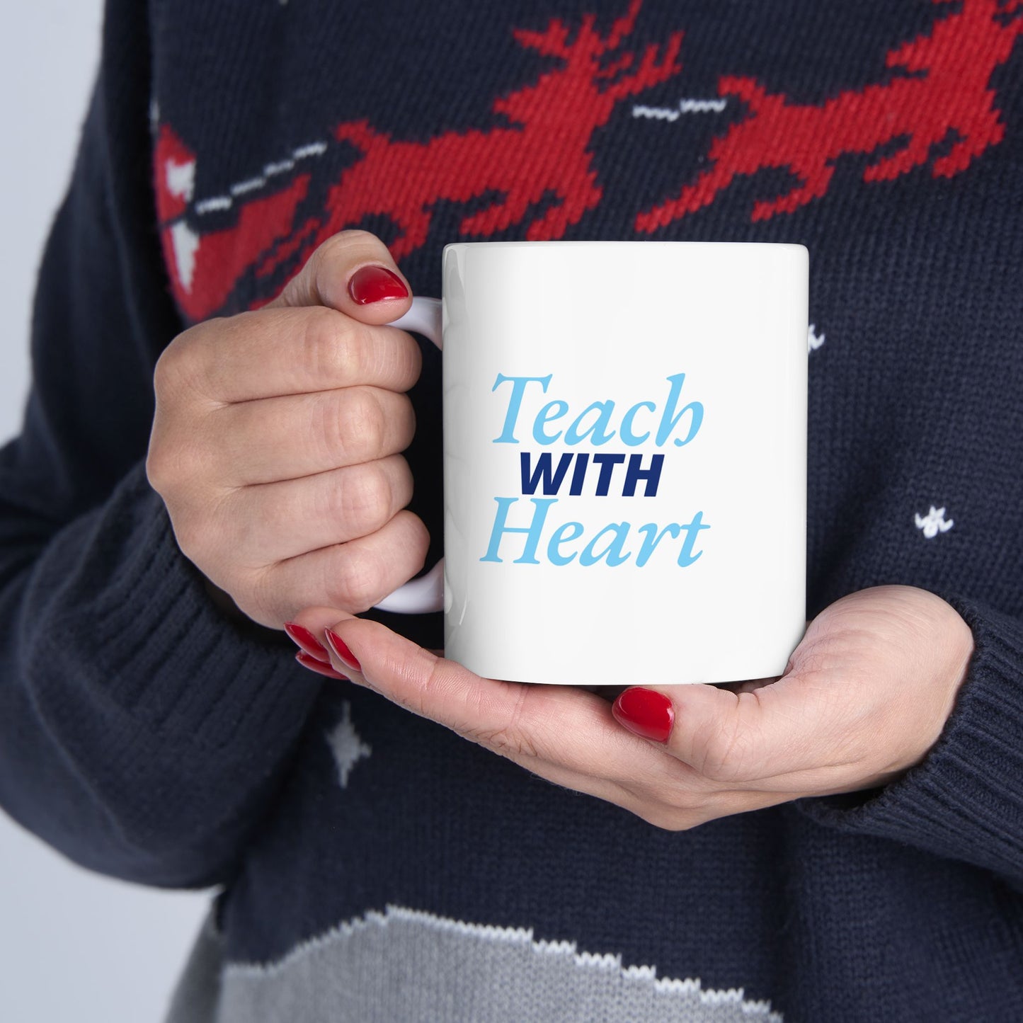 Teach With Heart Mug – Teacher Appreciation Gift, Inspirational Coffee Cup for Teachers, 11oz or 15oz Ceramic Mug