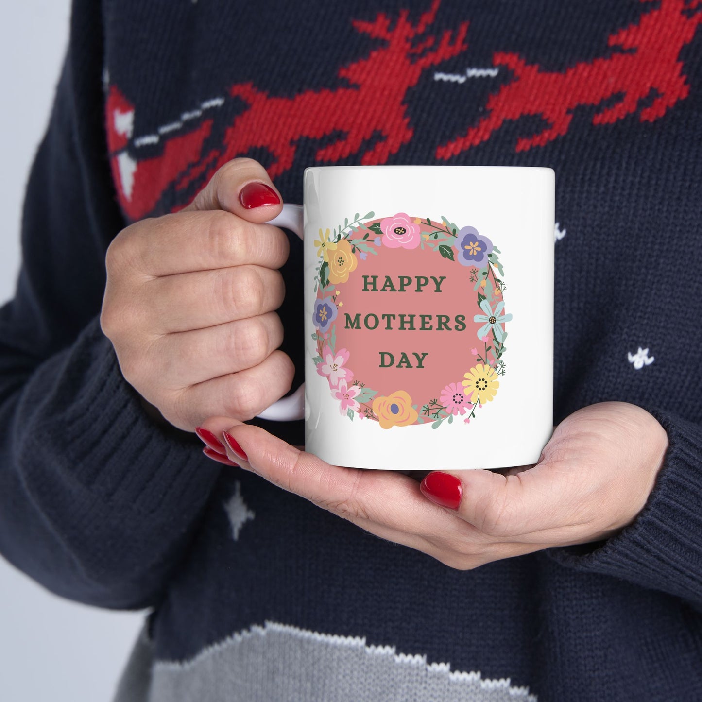Mother’s Day Floral Mug — "She Deserves Something as Beautiful as Everything She Does" (11oz)