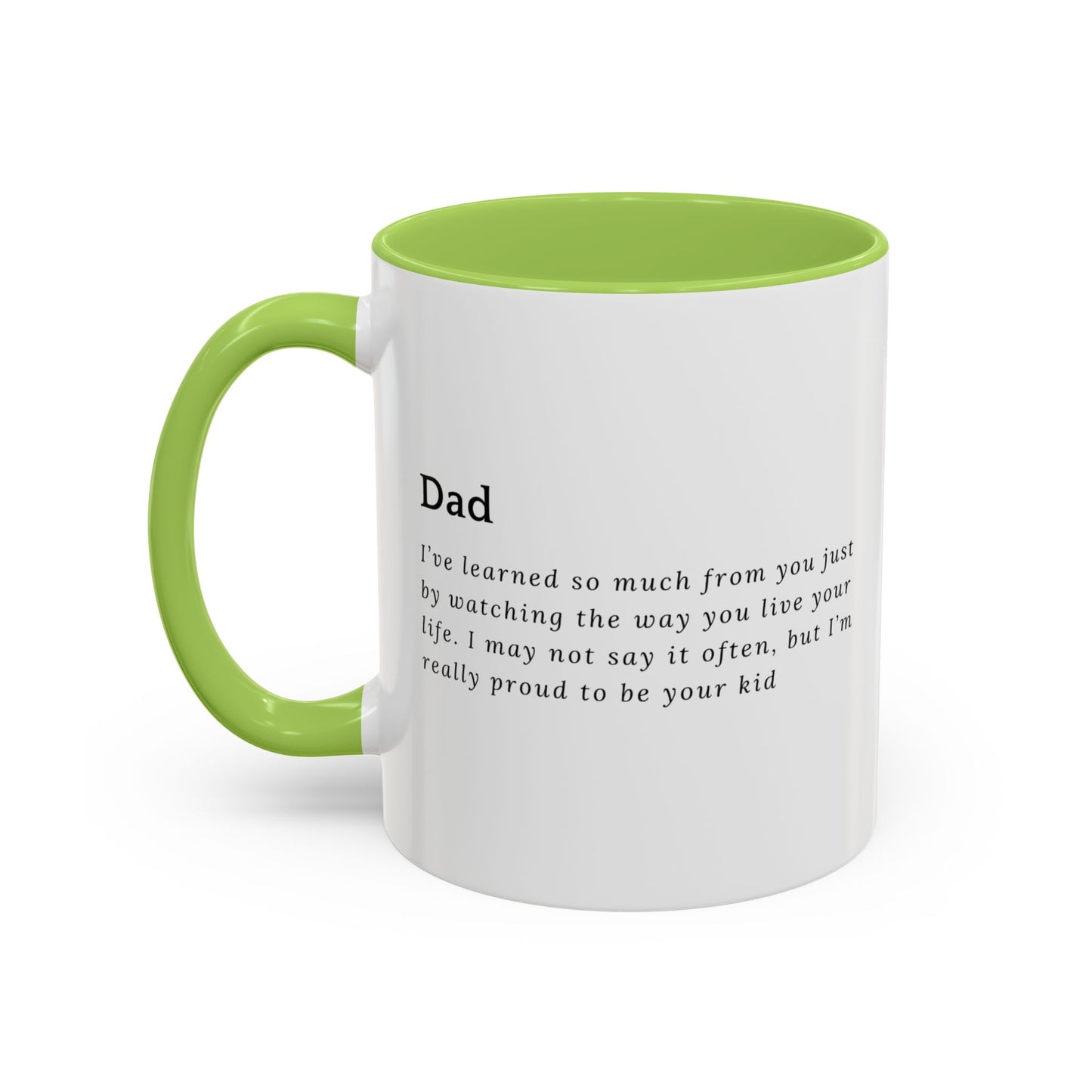 Dad Mug – Heartfelt Message from Kid to Father, Minimalist Typography Gift, 11oz Accent Ceramic Coffee Mug for Father's Day
