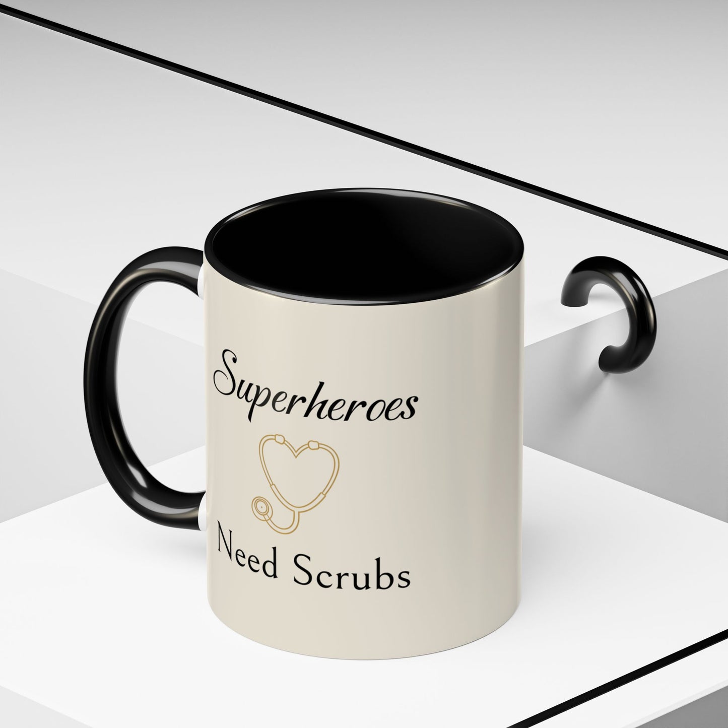 Superheroes Need Scrubs Coffee Mug — Nurse & Healthcare Worker Gift (11/15oz Accent Mug)